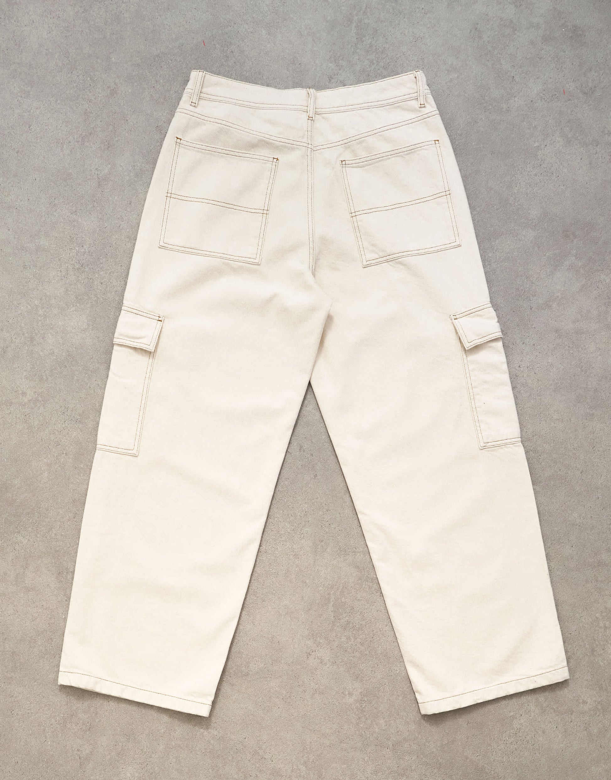 Topman rigid baggy fit jean with side pockets in natural