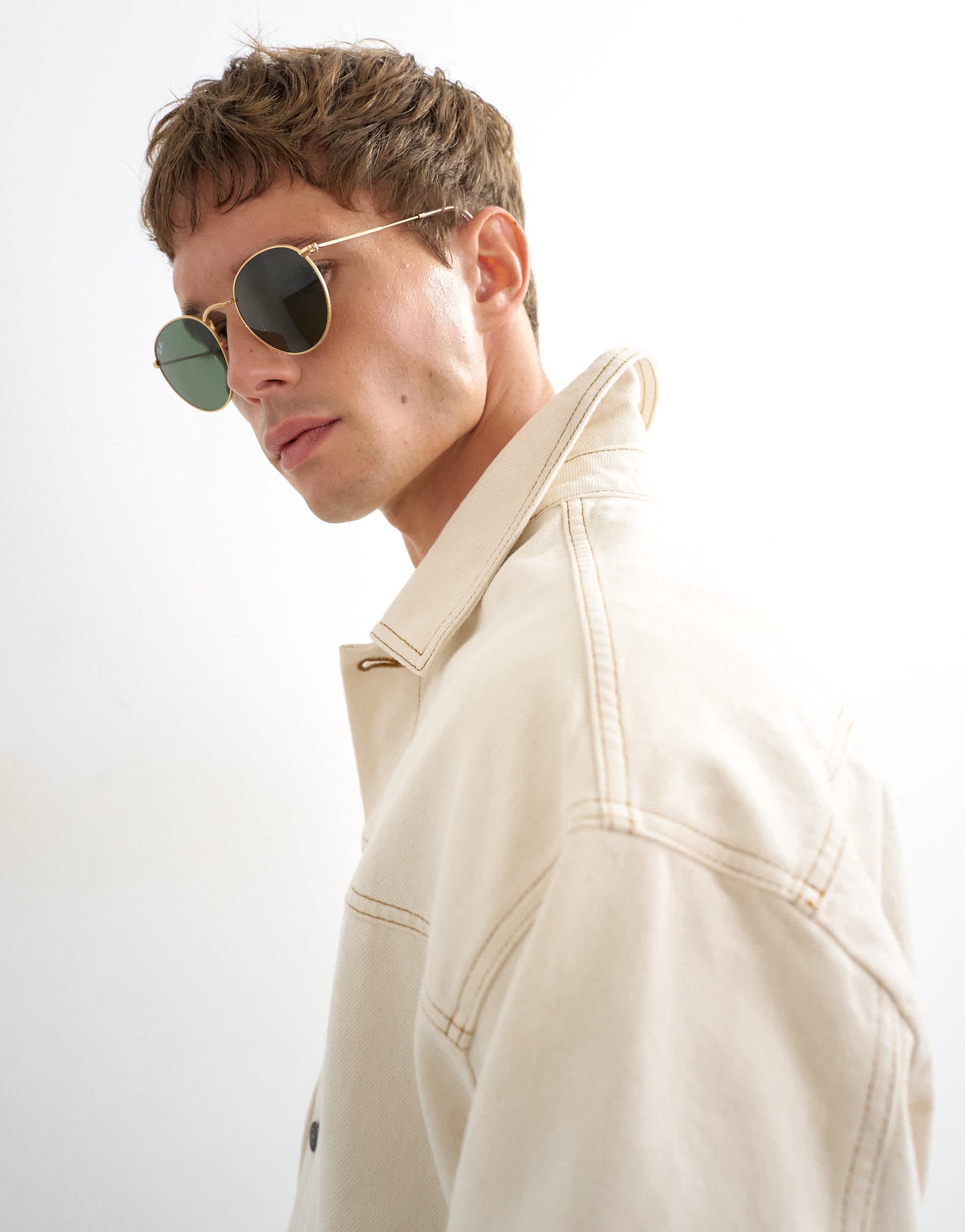 Topman oversized fit denim jacket in natural