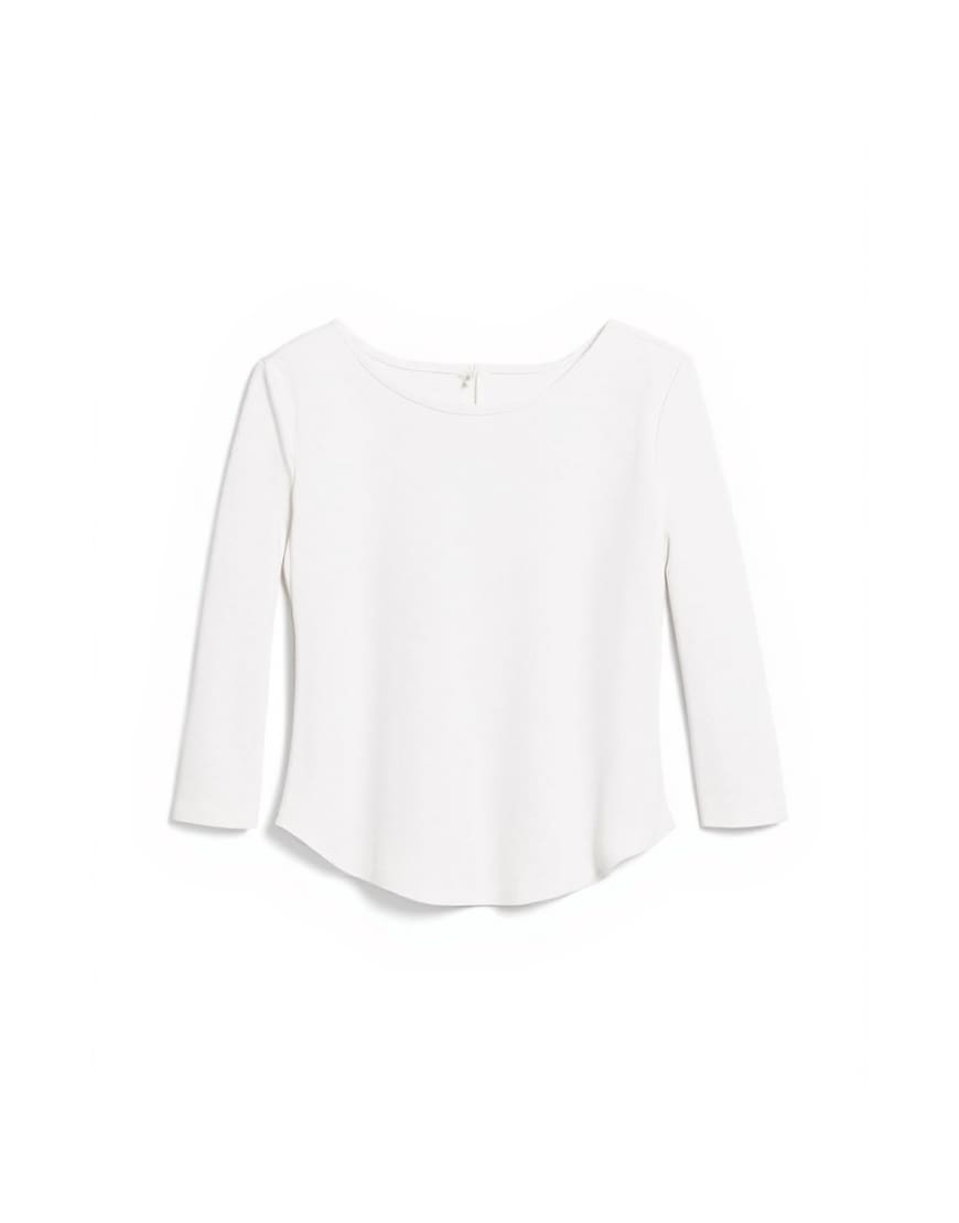 Topshop slash neck curve hem top in white
