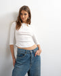 Topshop slash neck curve hem top in white
