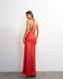 Topshop satin scoop neck maxi dress with stitch detailing in red