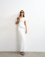 Topshop premium cotton rich jersey draped asymmetric maxi dress in white