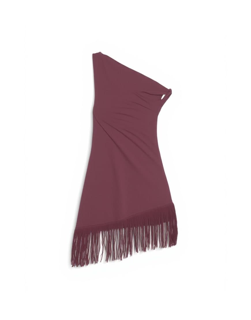 Topshop fringe hem asymmetric top in plum