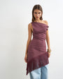 Topshop fringe hem asymmetric top in plum