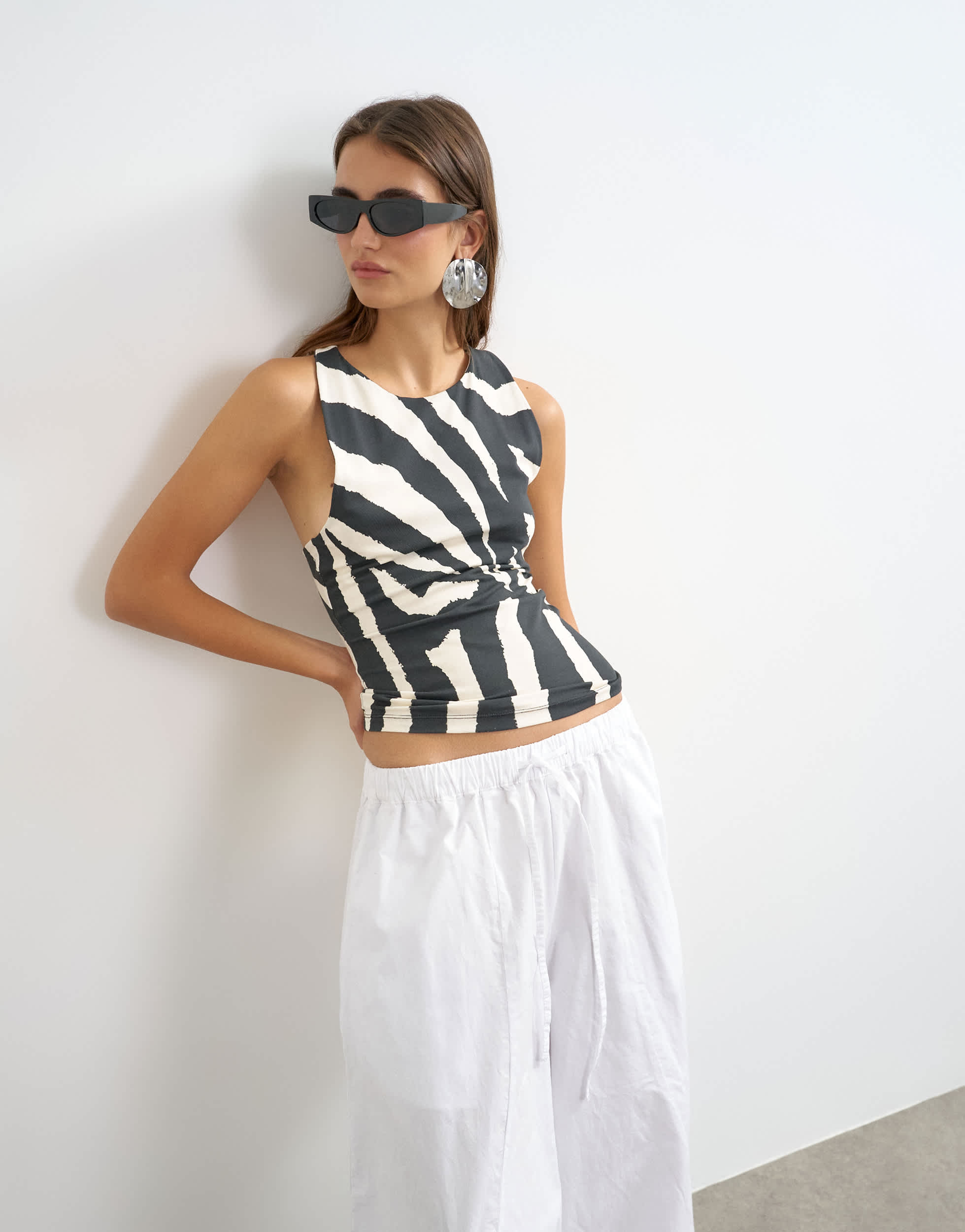Asymmetrisches Racerback-Top von Topshop im Zebradruck