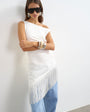 Topshop fringe hem asymmetric top in ecru