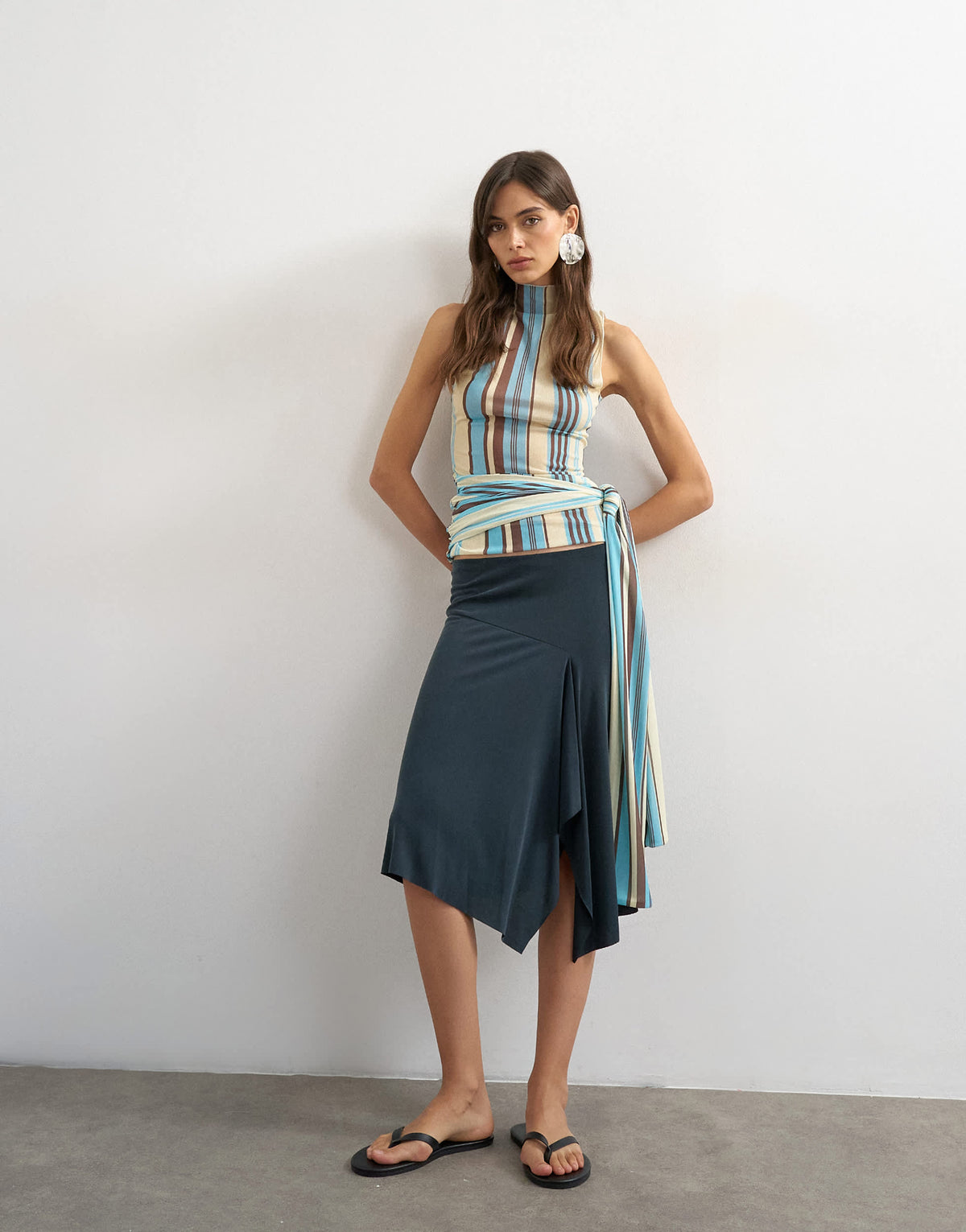Topshop cupro asymmetric skirt in slate