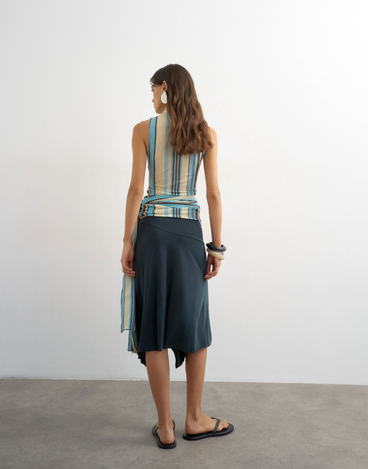 Topshop cupro asymmetric skirt in slate