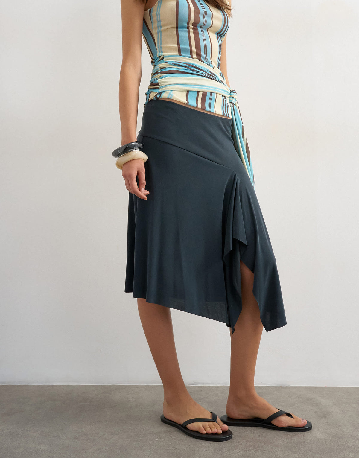 Topshop cupro asymmetric skirt in slate