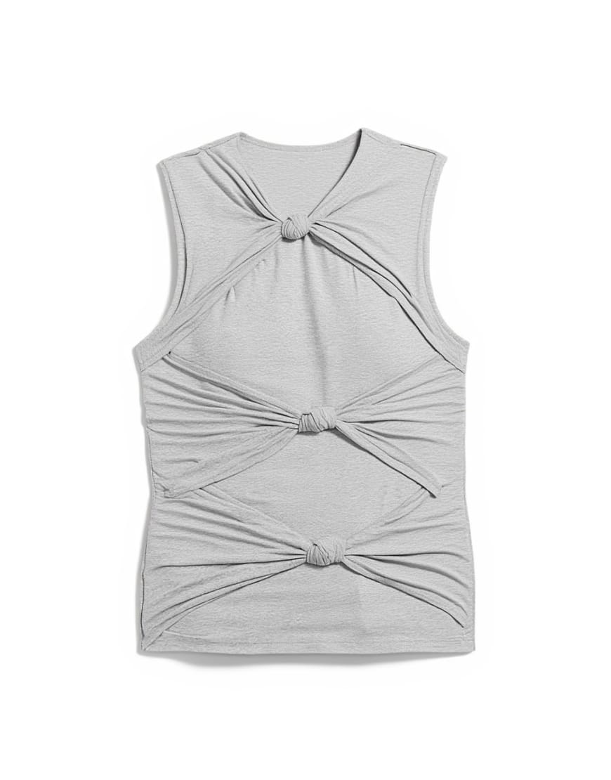 Topshop knot front detail top in grey marl