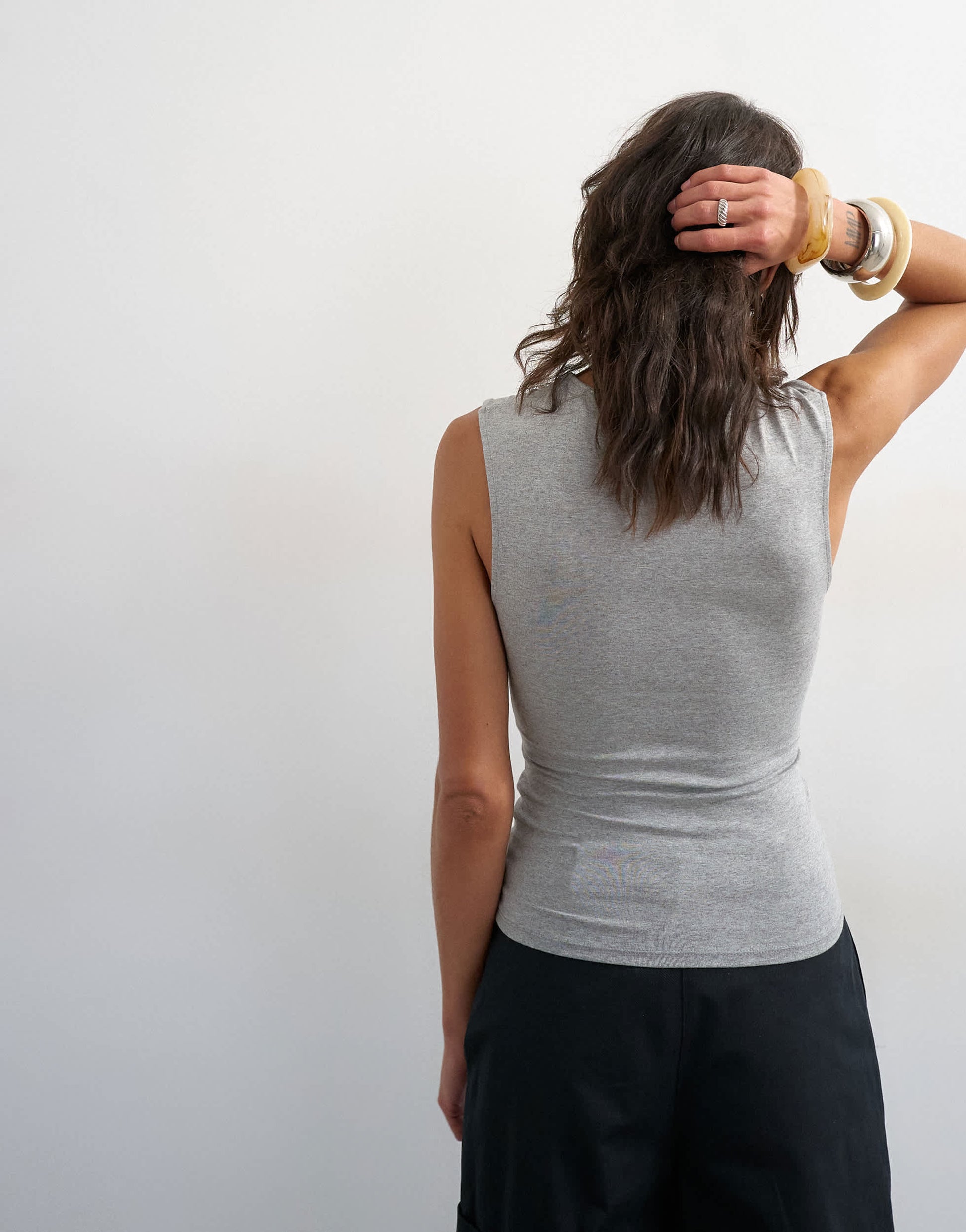 Topshop knot front detail top in grey marl