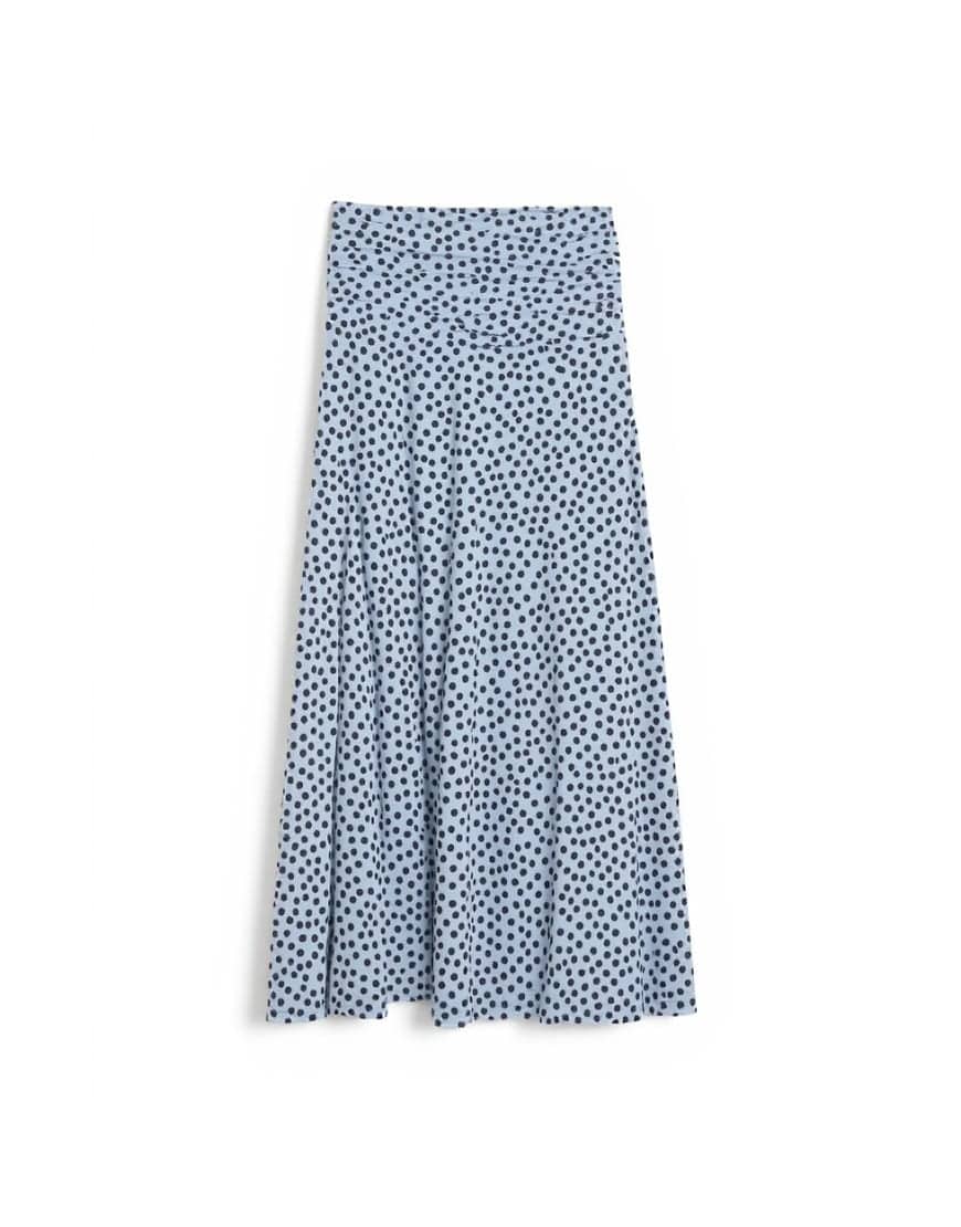 Topshop polka dot ruched skirt in blue