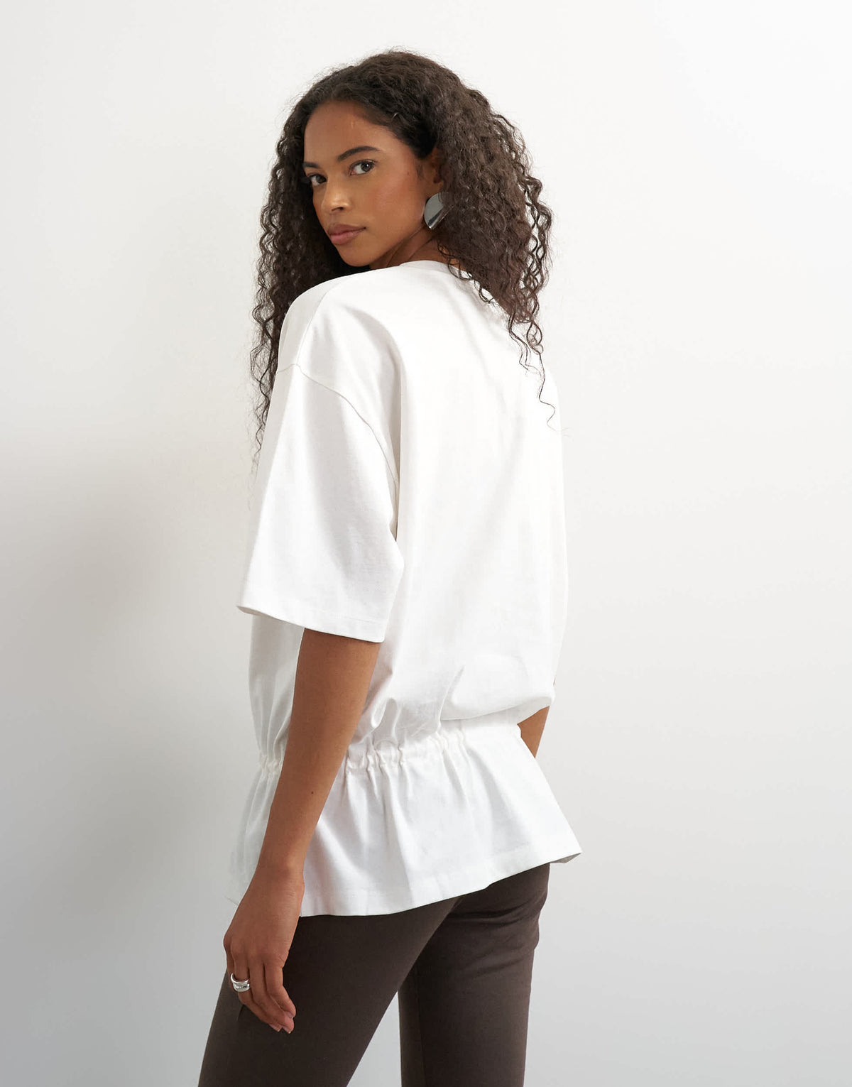 Topshop tie waist tee in white