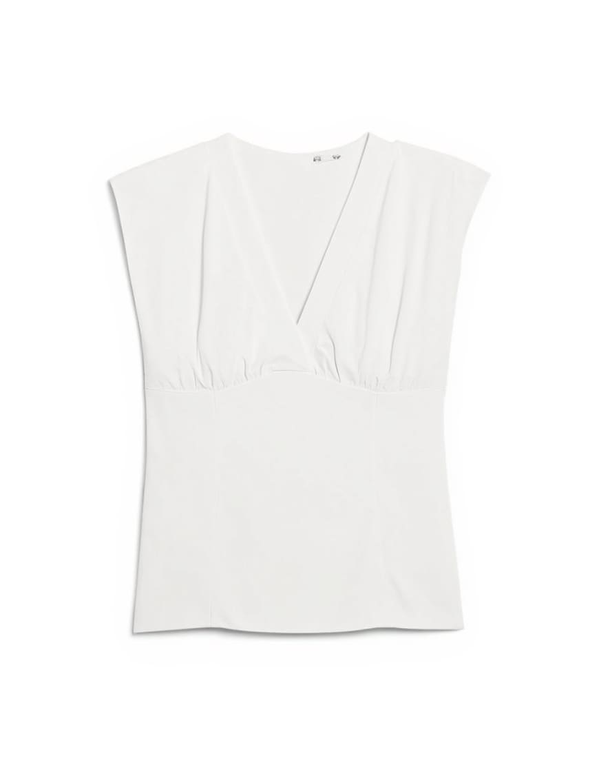 Topshop v-neck structured waist top in ecru