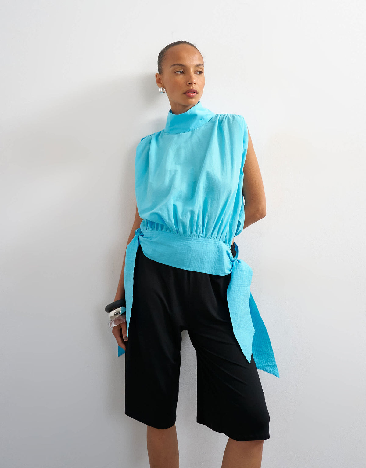 Topshop viscose jersey bermuda short in black
