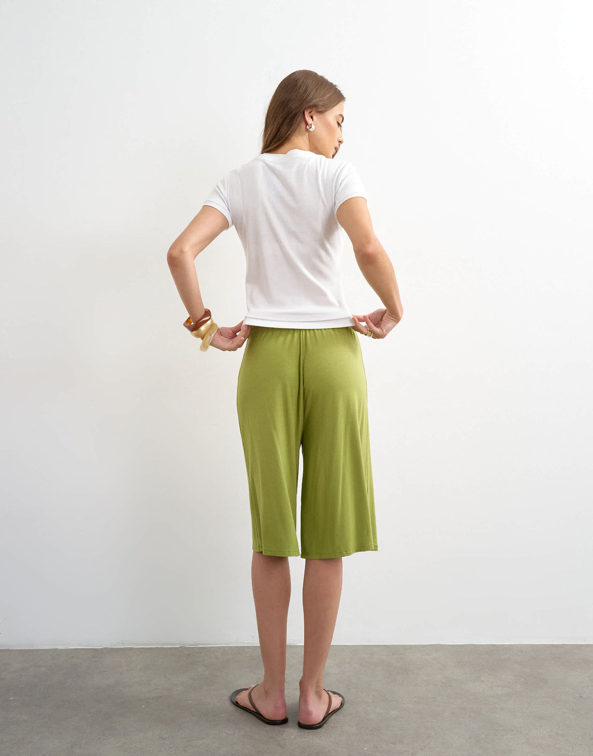 Topshop viscose jersey board short in green