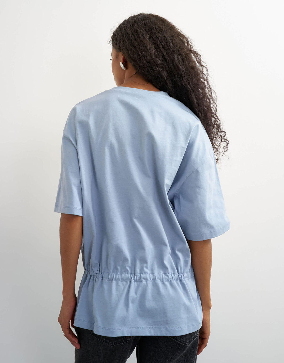 Topshop tie waist tee in dusty blue