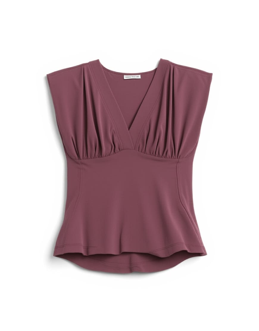 Topshop v-neck structured waist top in plum