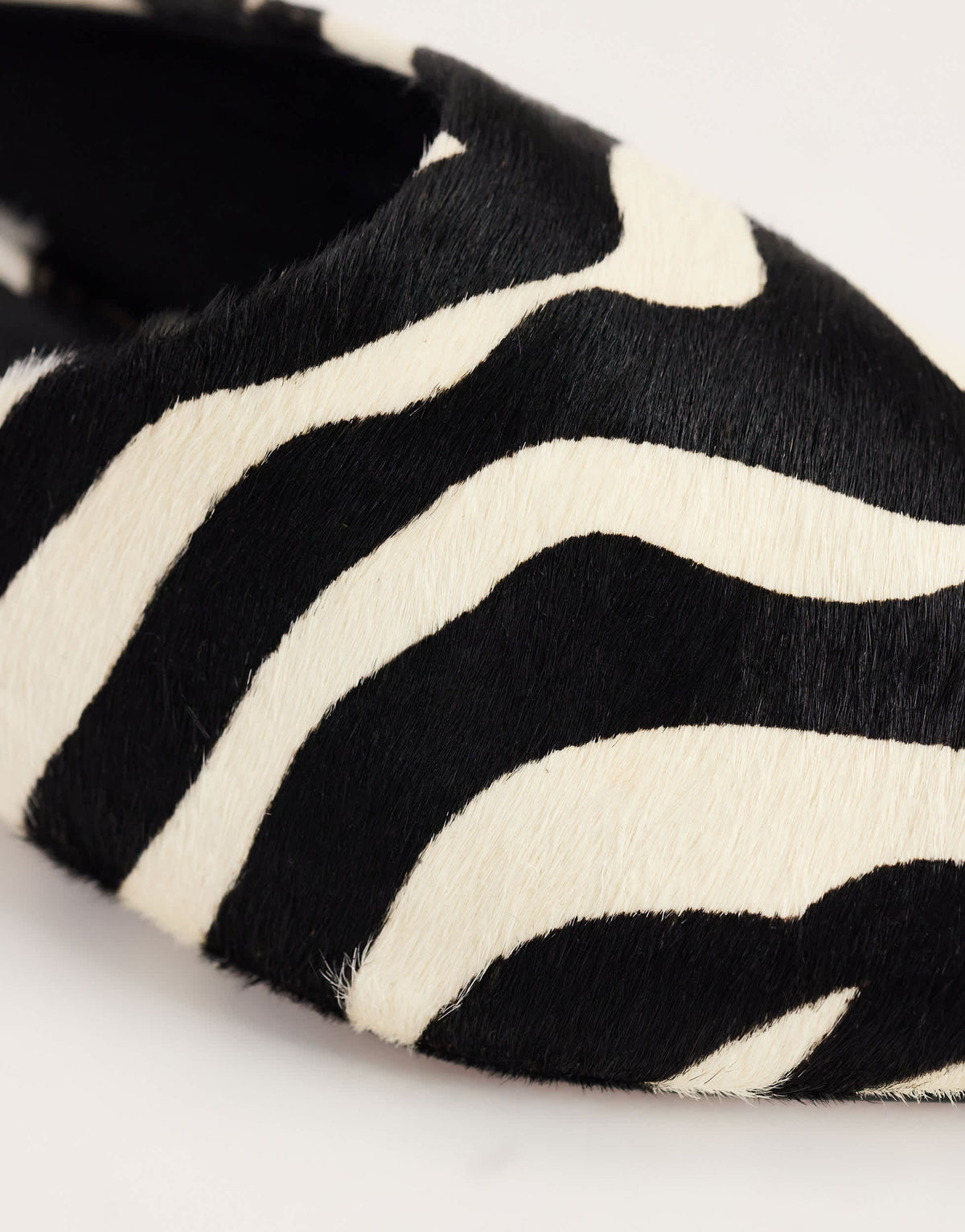 Topshop Dawn flat pointed shoe in zebra print hair on real leather