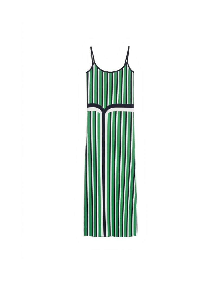 Topshop knitted stripe maxi dress in blue and green