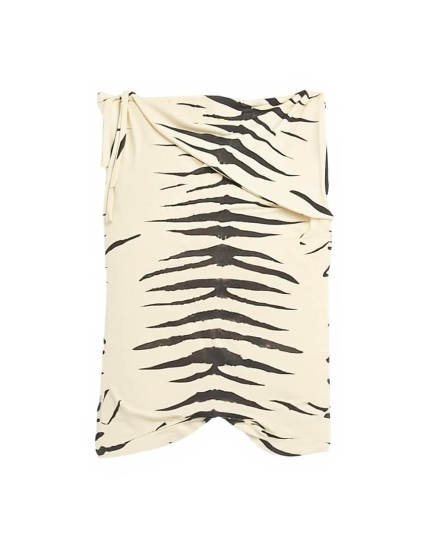 Topshop printed microfibre fold over tie shoulder top in zebra