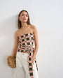 Topshop check print tie detail bandeau top in green