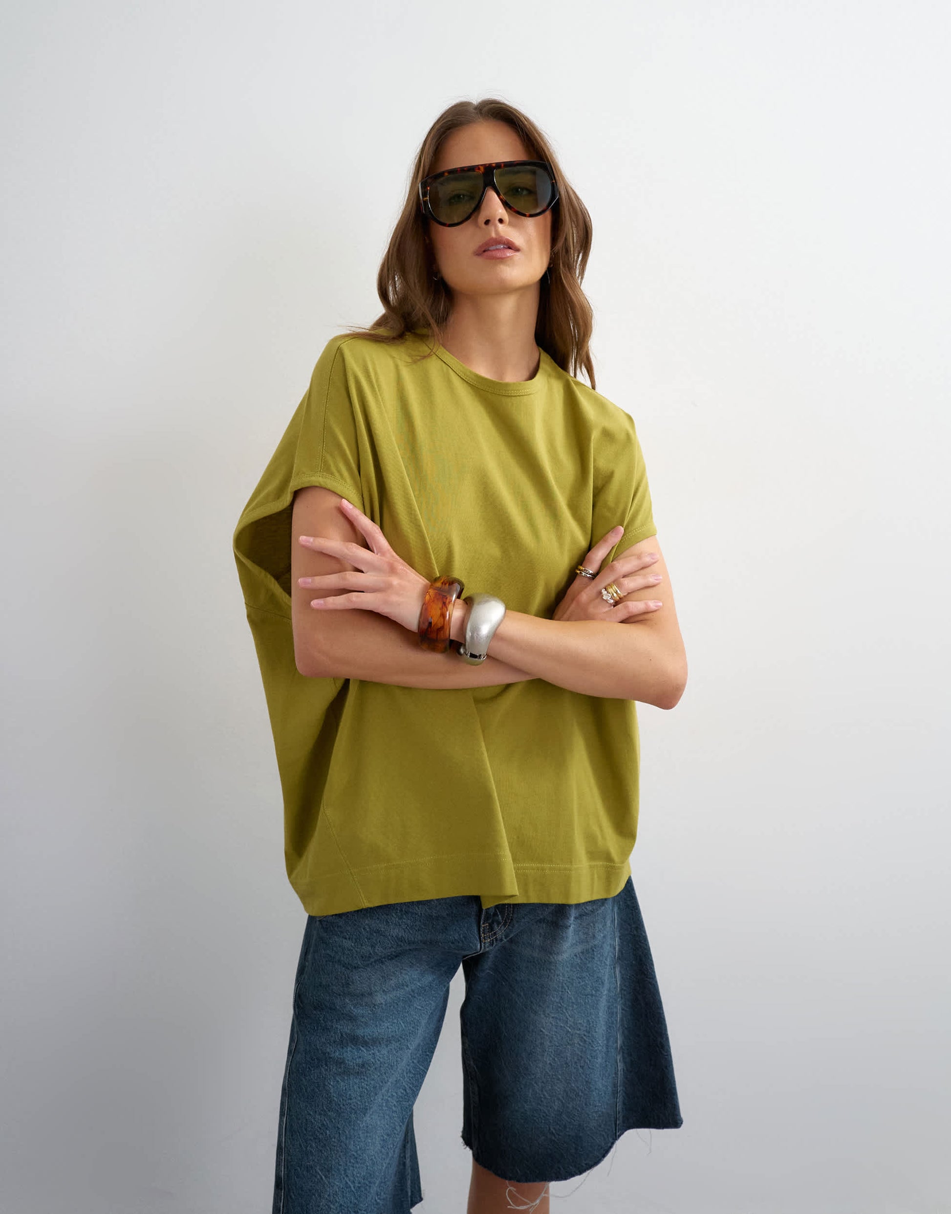 Topshop oversized tank circle tee in olive
