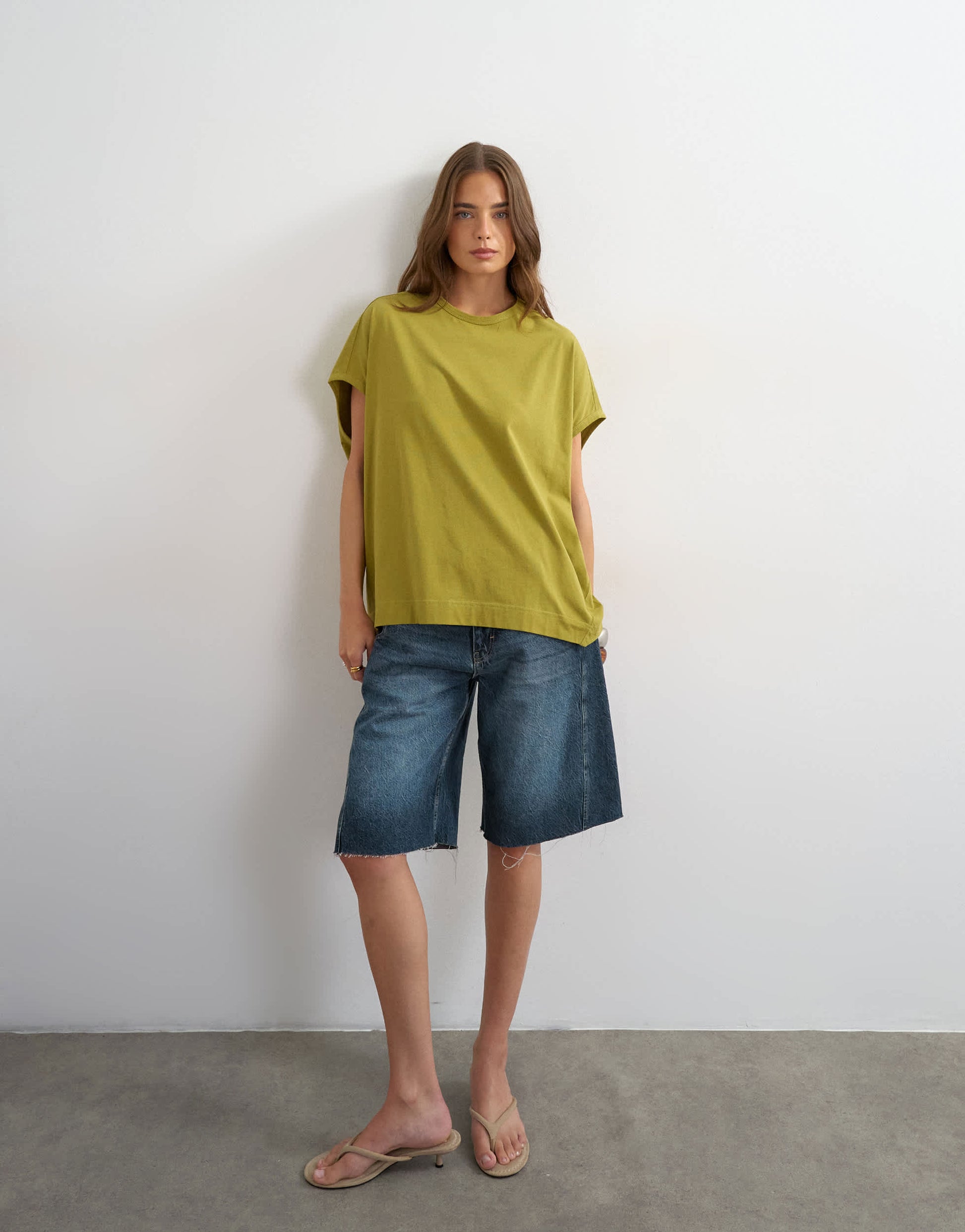 Topshop oversized tank circle tee in olive