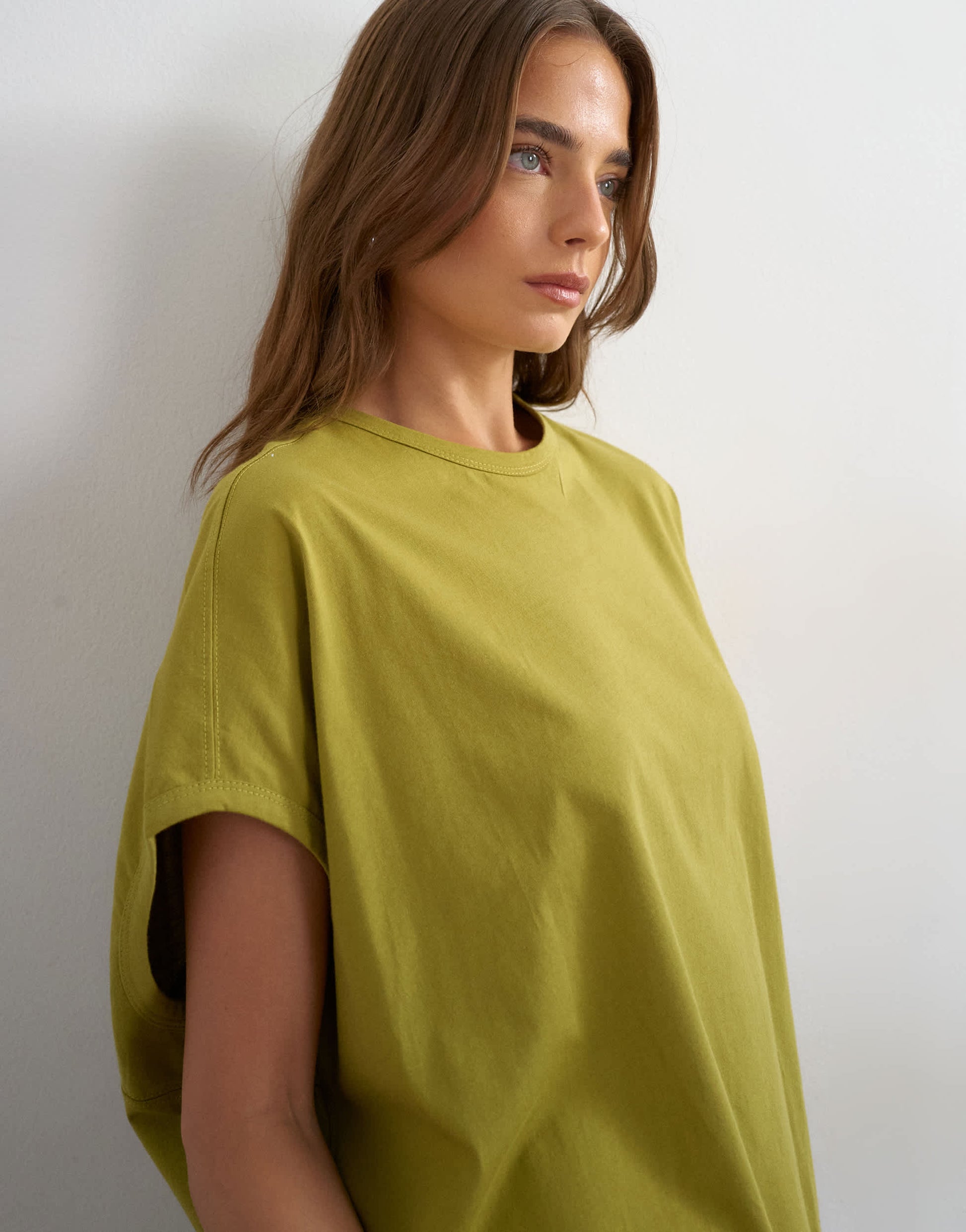 Topshop oversized tank circle tee in olive