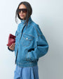 Topshop denim funnel neck elastic hem detail jacket in bleach