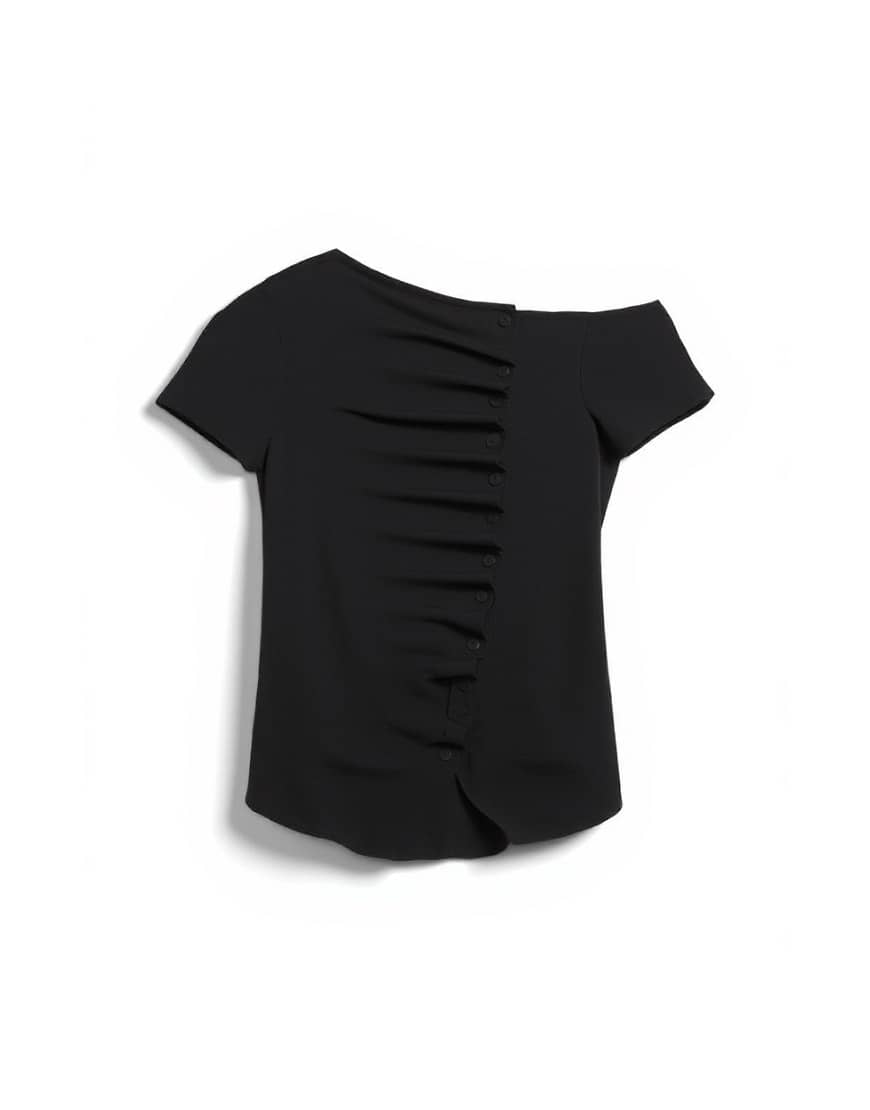 Topshop bardot button through top in black