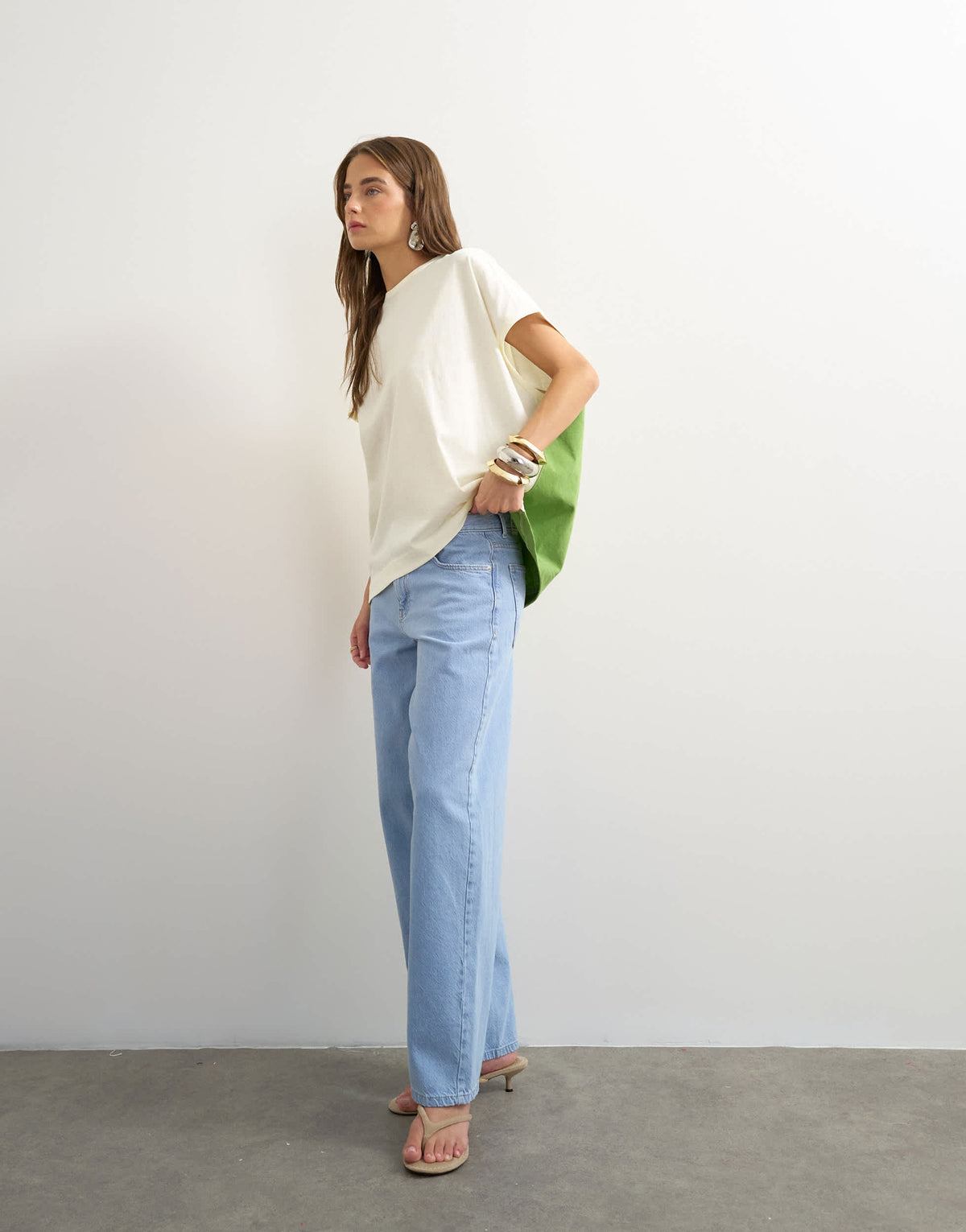 Topshop colour block oversized tank in green