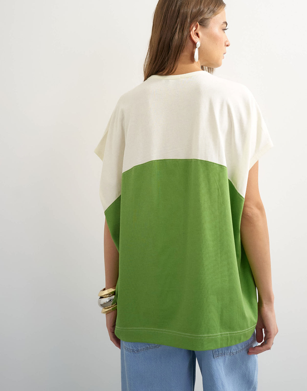 Topshop colour block oversized tank in green