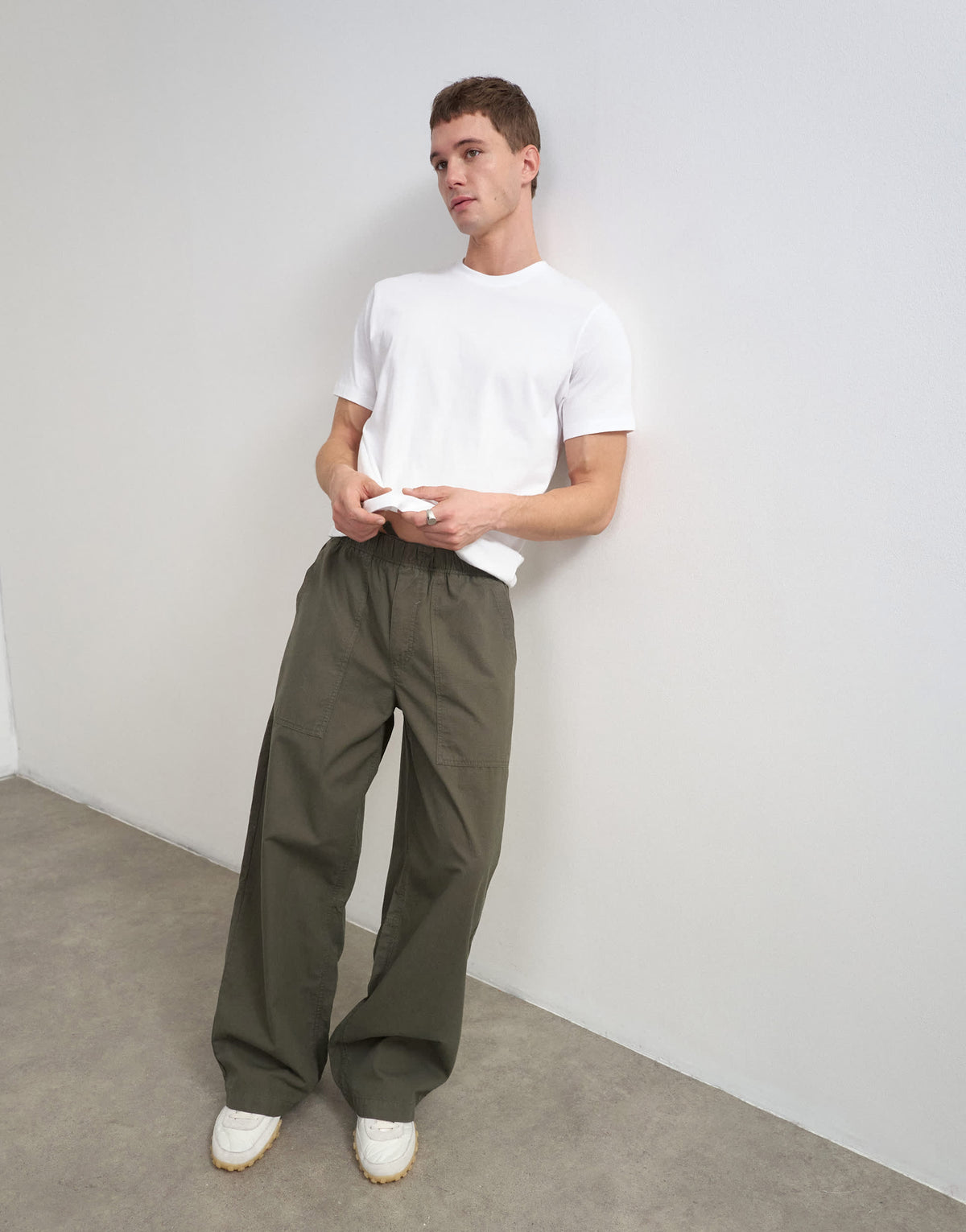 Topman baggy fit ripstop trouser in khaki