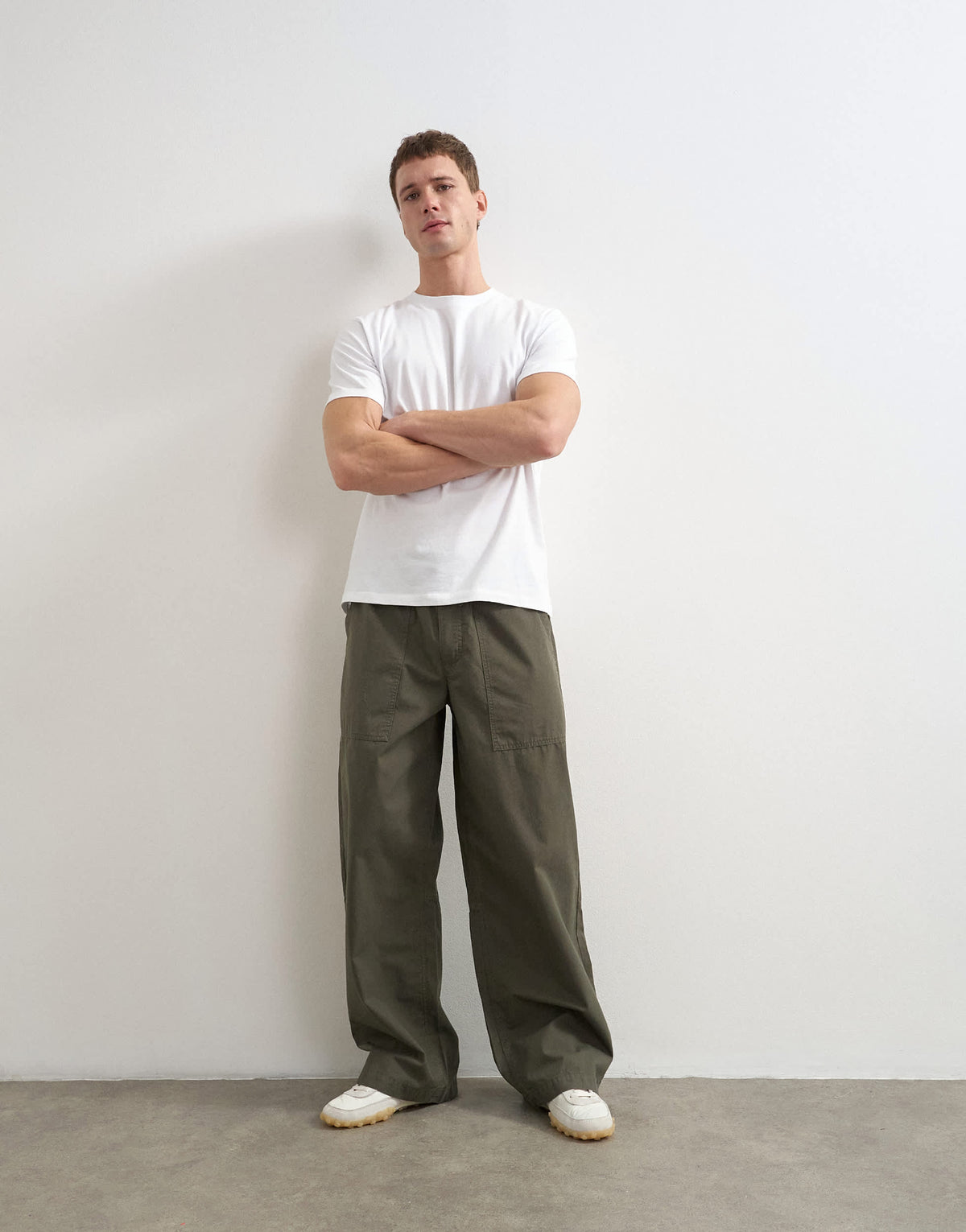 Topman baggy fit ripstop trouser in khaki