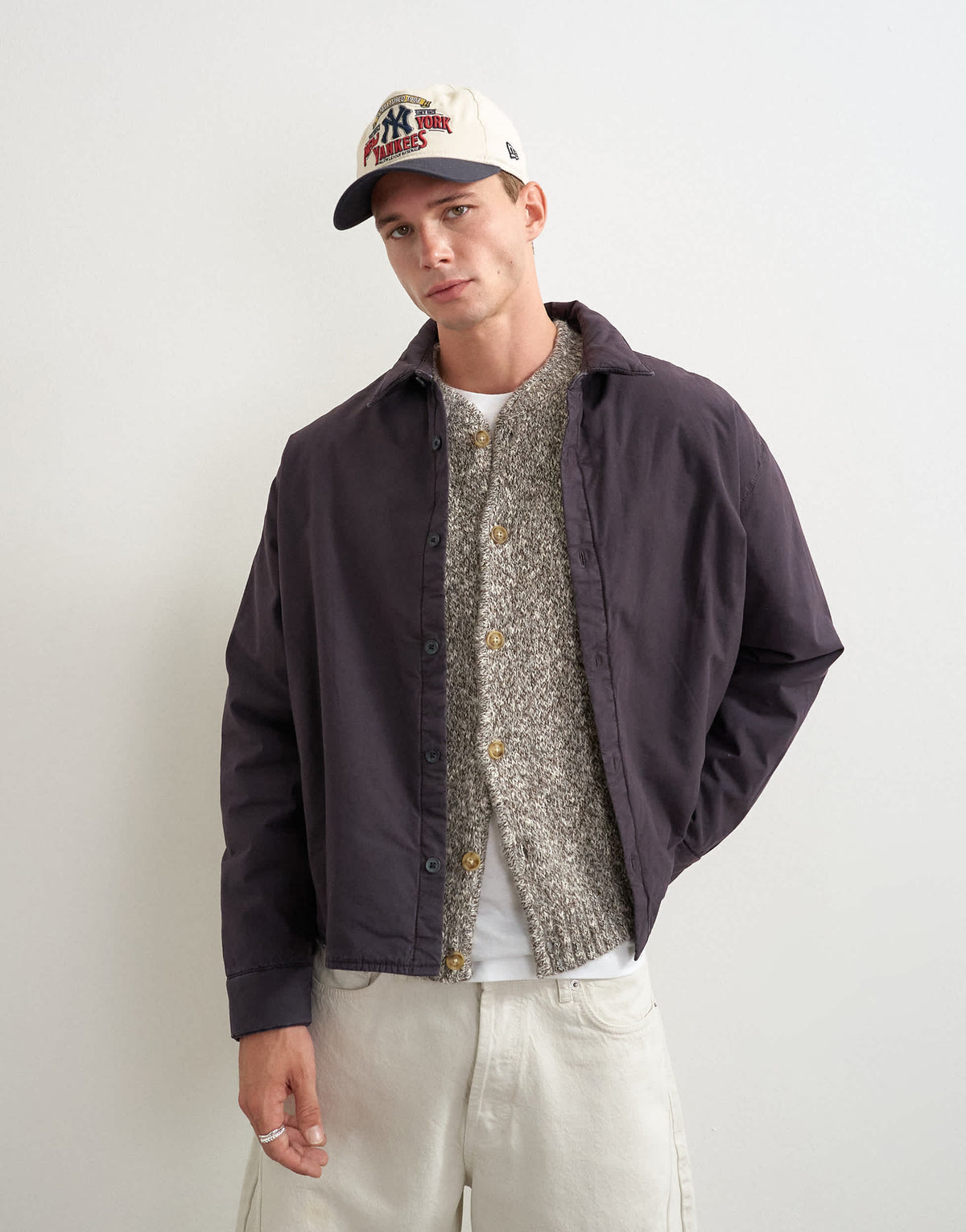 Topman oversized fit padded overshirt in ink navy