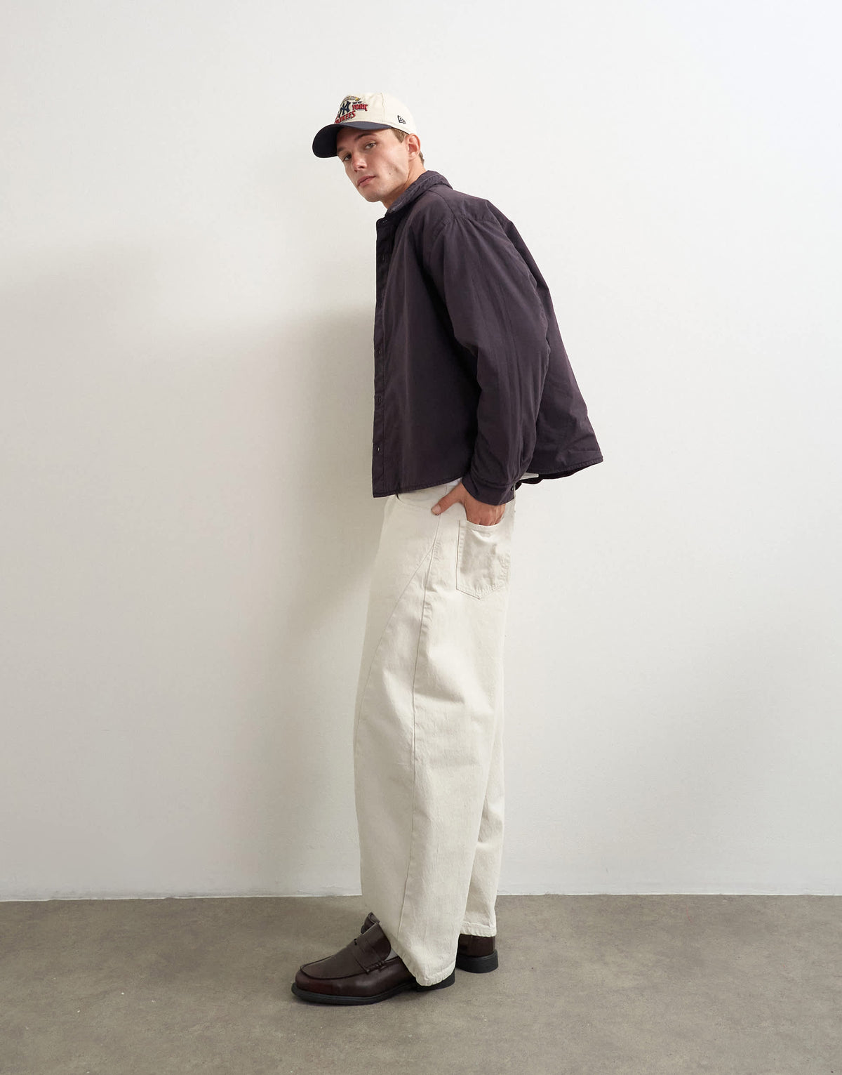 Topman oversized fit padded overshirt in ink navy