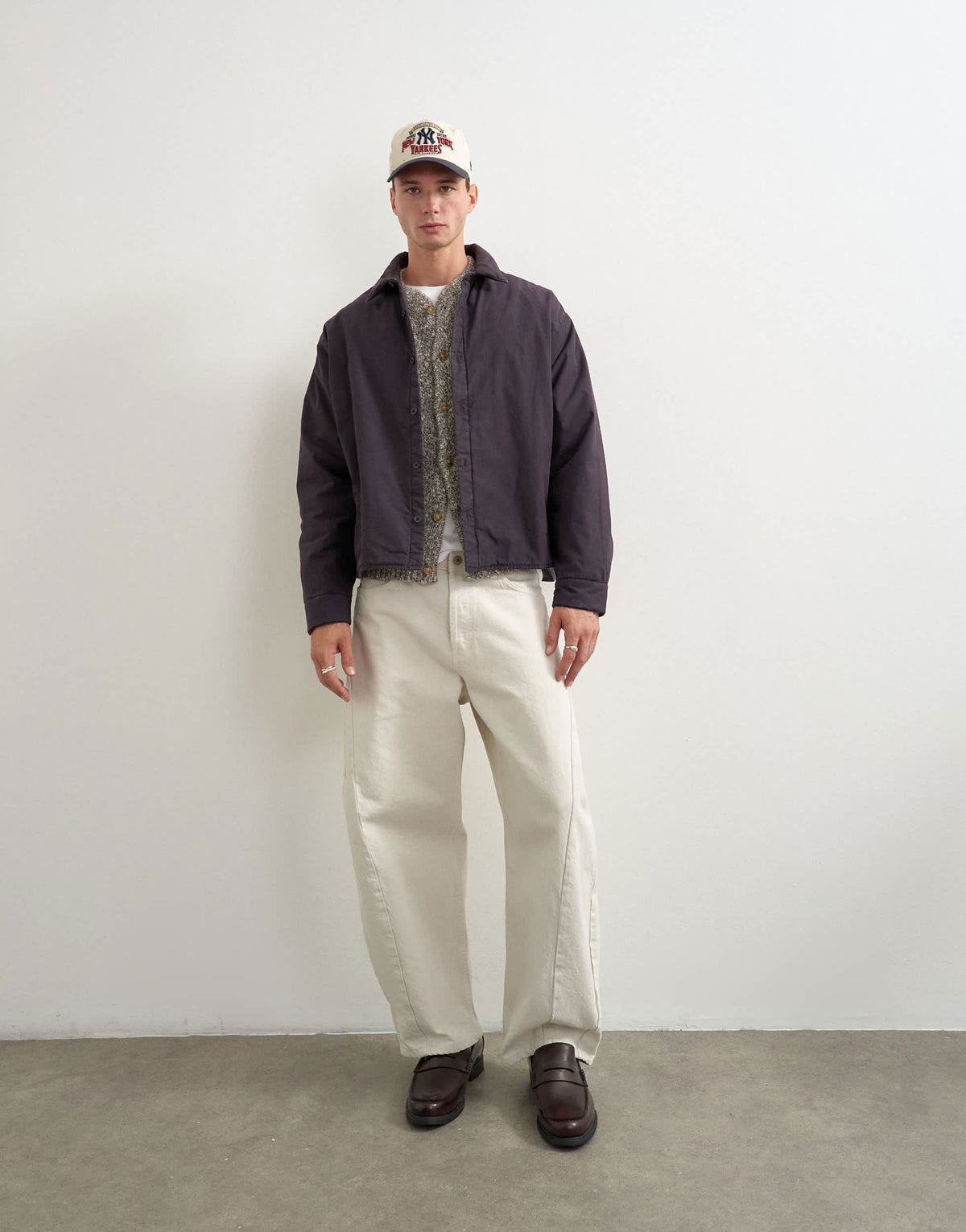 Topman oversized fit padded overshirt in ink navy
