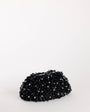 Topshop Jemma small beaded clutch bag in black and silver