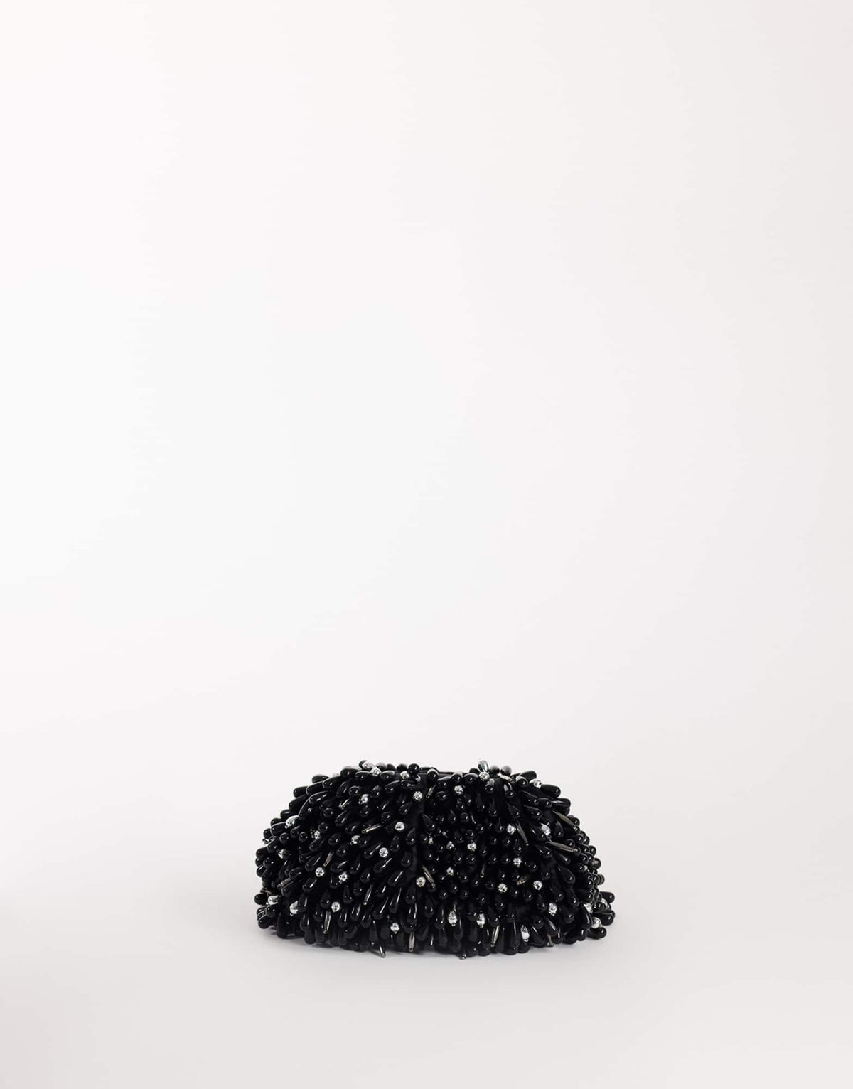 Topshop Jemma small beaded clutch bag in black and silver