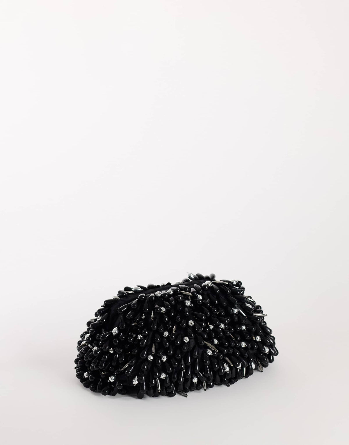 Topshop Jemma small beaded clutch bag in black and silver