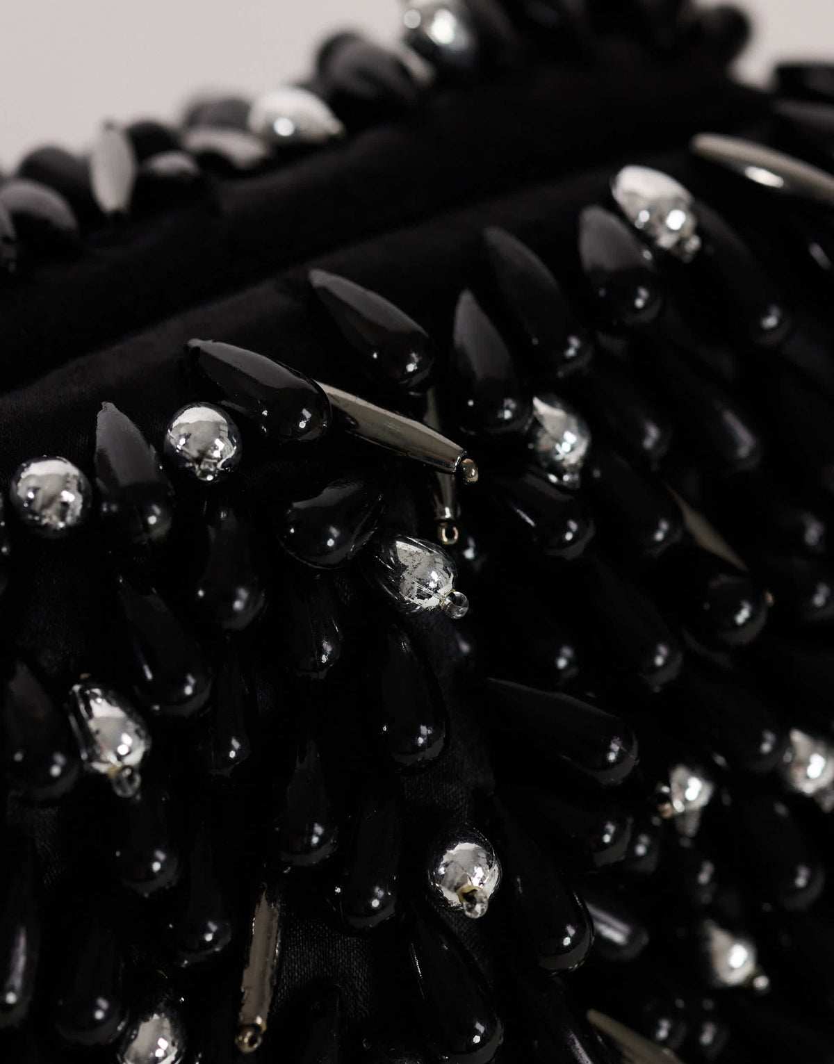 Topshop Jemma small beaded clutch bag in black and silver