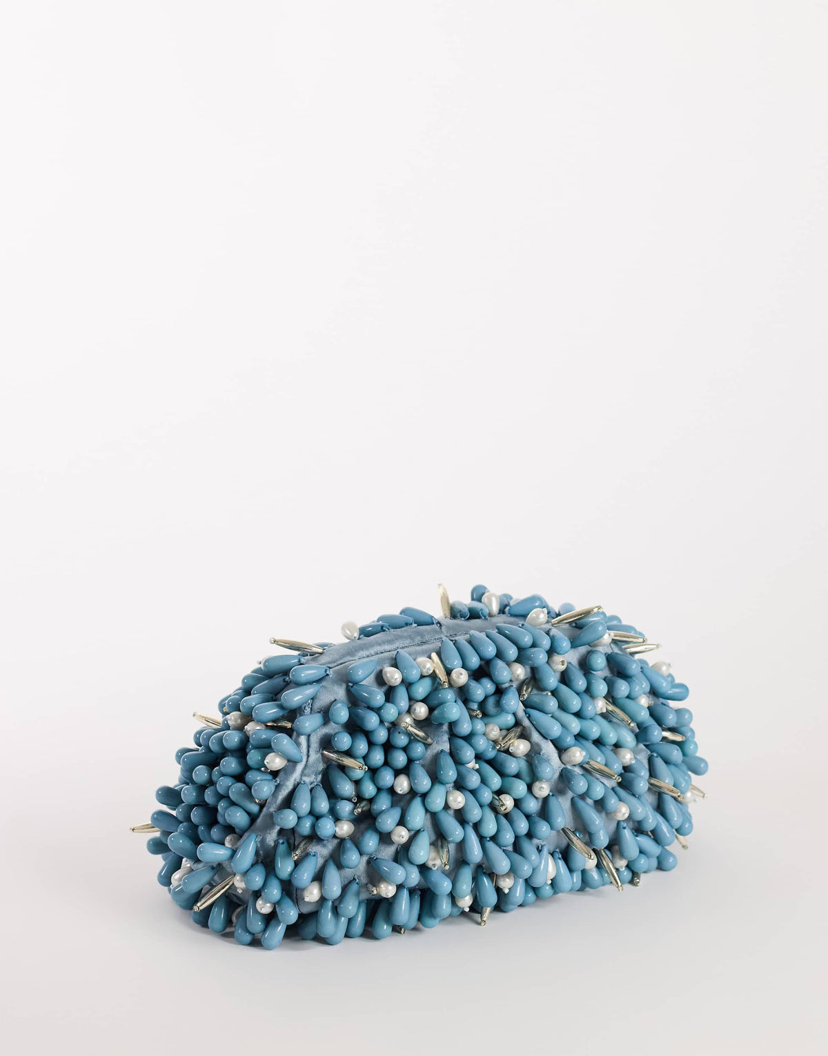 Topshop Jemma beaded clutch bag in blue