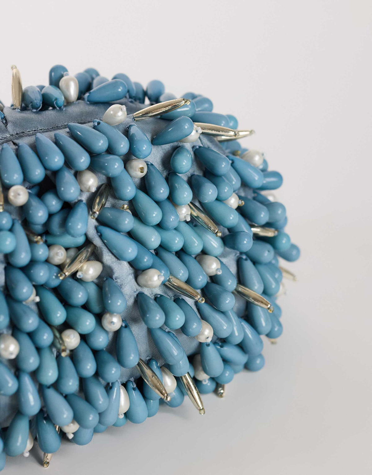 Topshop Jemma small beaded clutch bag in blue