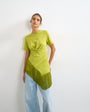 Topshop fringed wrap front tassel hem tee in olive