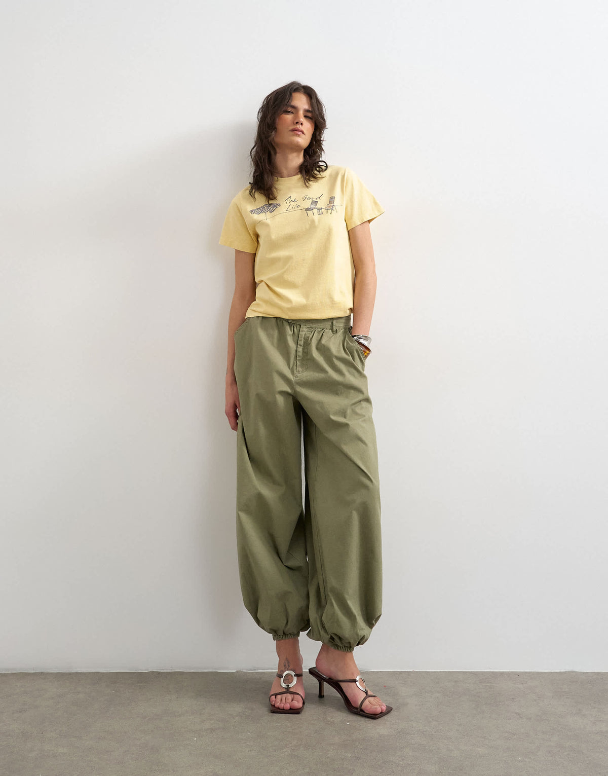 Topshop 'The Good Life' graphic classic tee in mustard