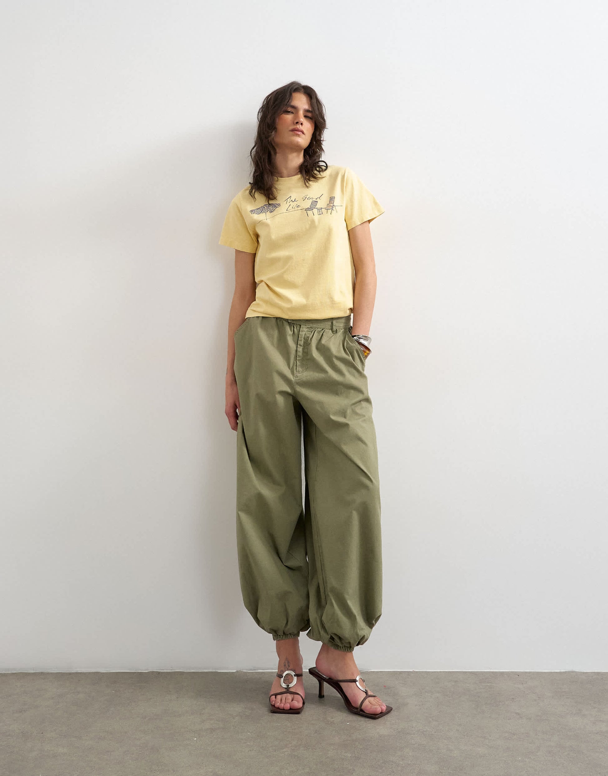 Topshop 'The Good Life' graphic classic tee in mustard