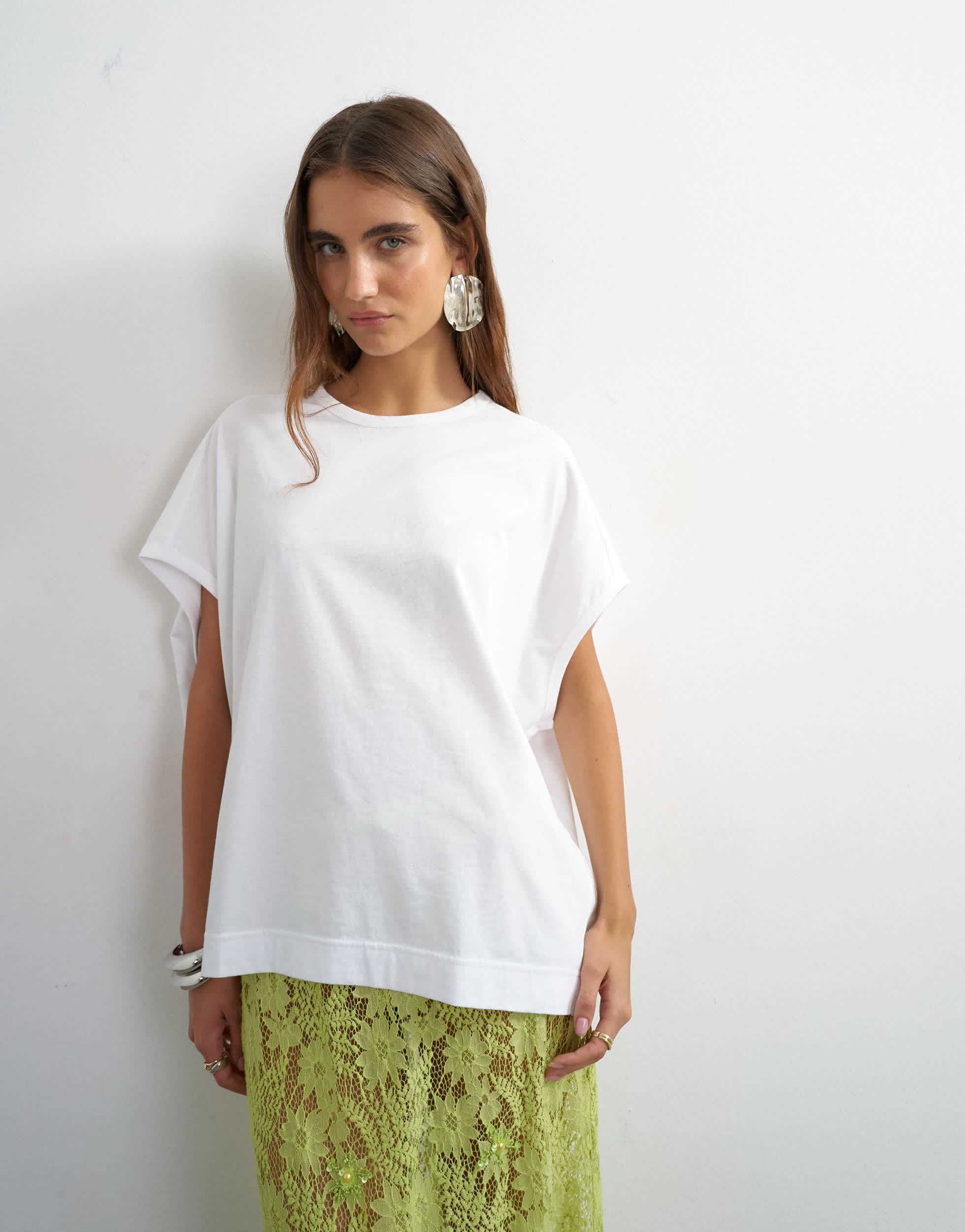 Topshop oversized circle tank tee in white