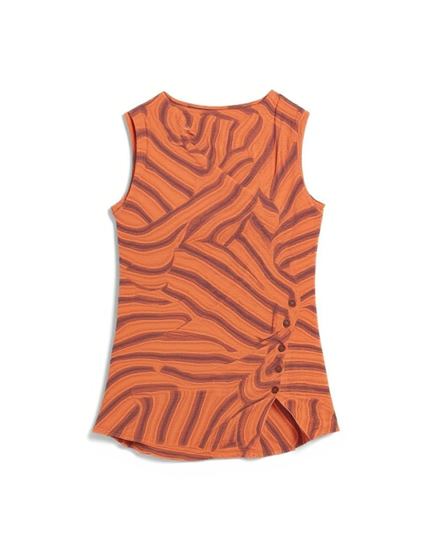 Topshop onion mesh button detail slash neck top in orange