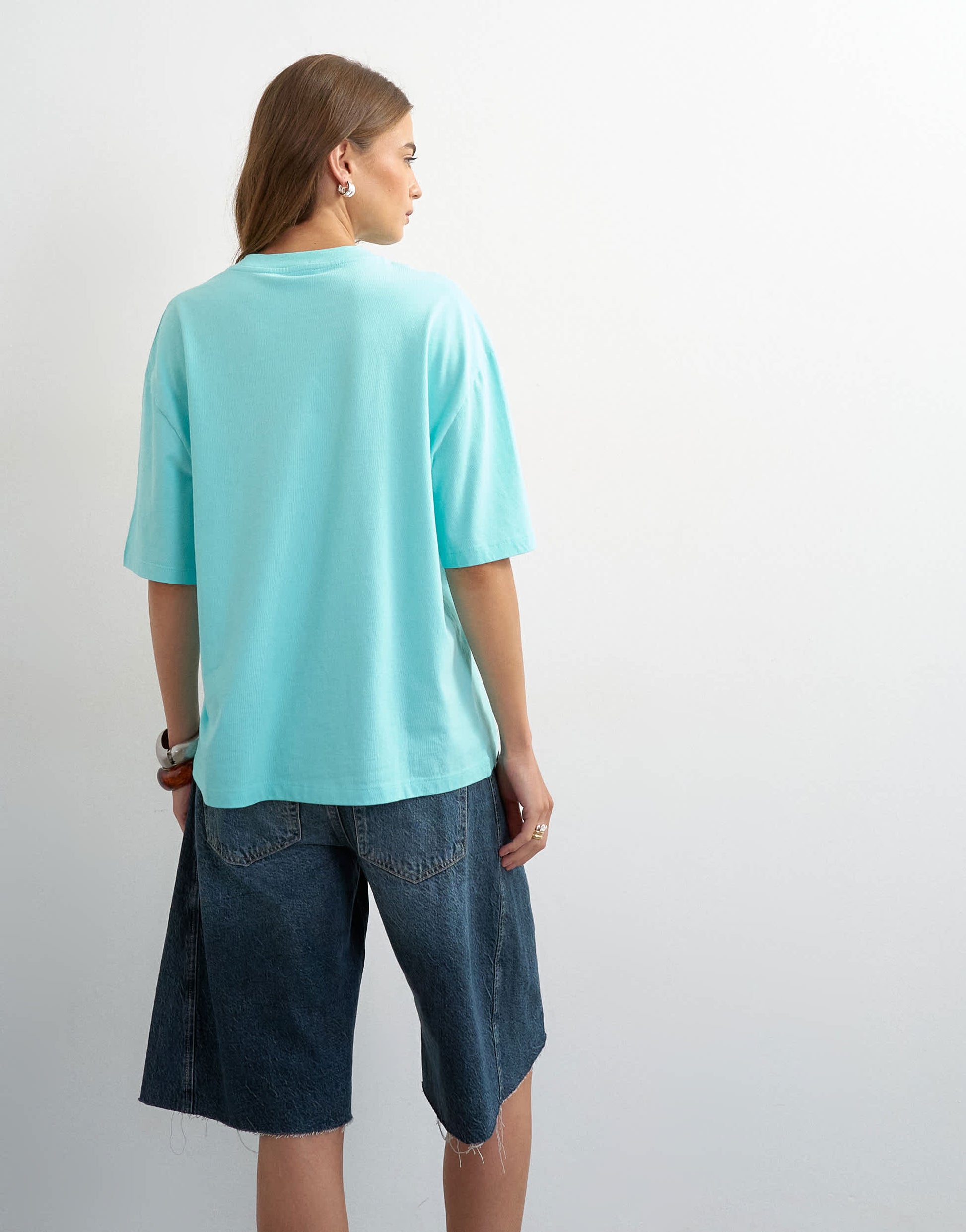 Topshop 'Sol De Sur' graphic oversized tee in light blue